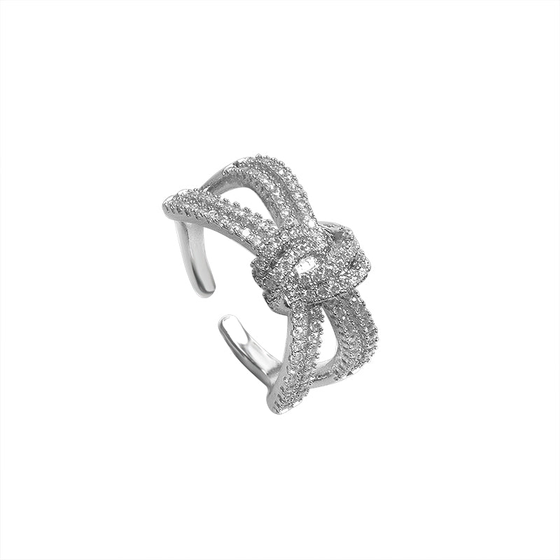Knotted Zircon Ring HEYCUZI Silver 